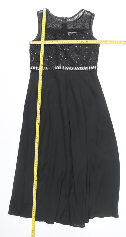 Sunny Fashion Women's Black Size 12 A-Line Long Formal Dress