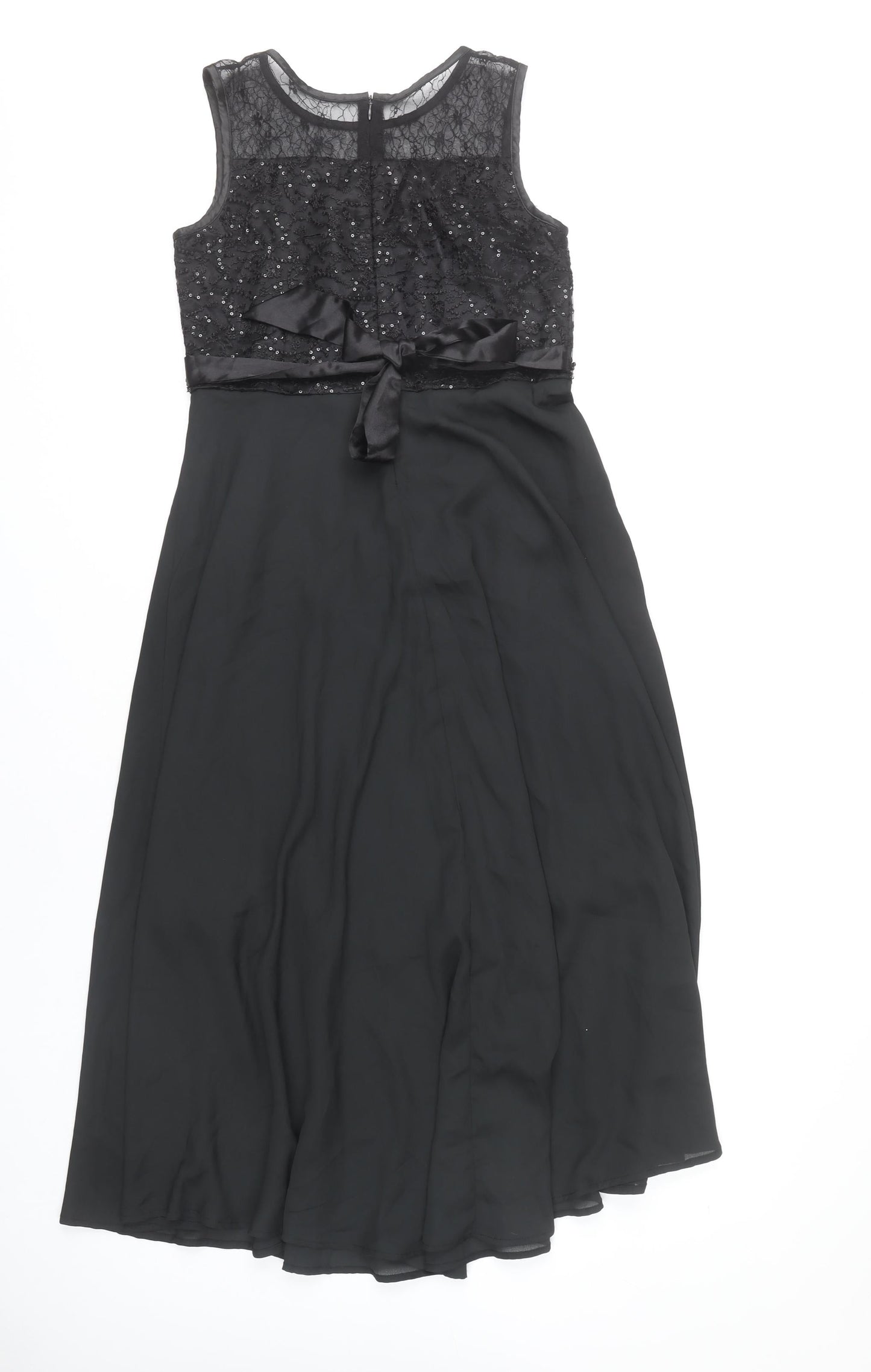 Sunny Fashion Women's Black Size 12 A-Line Long Formal Dress