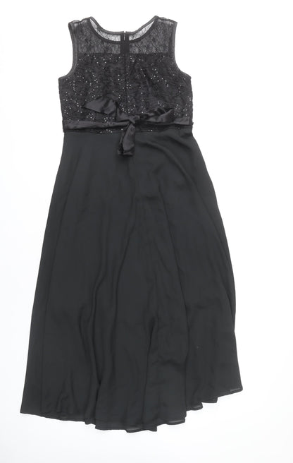 Sunny Fashion Women's Black Size 12 A-Line Long Formal Dress