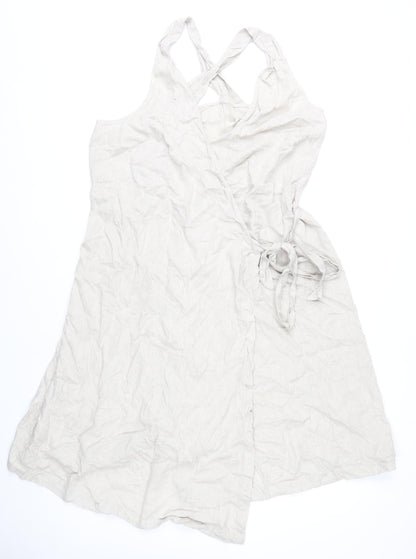 Marks and Spencer Women’s Beige Linen Blend Wrap Dress Size 20
