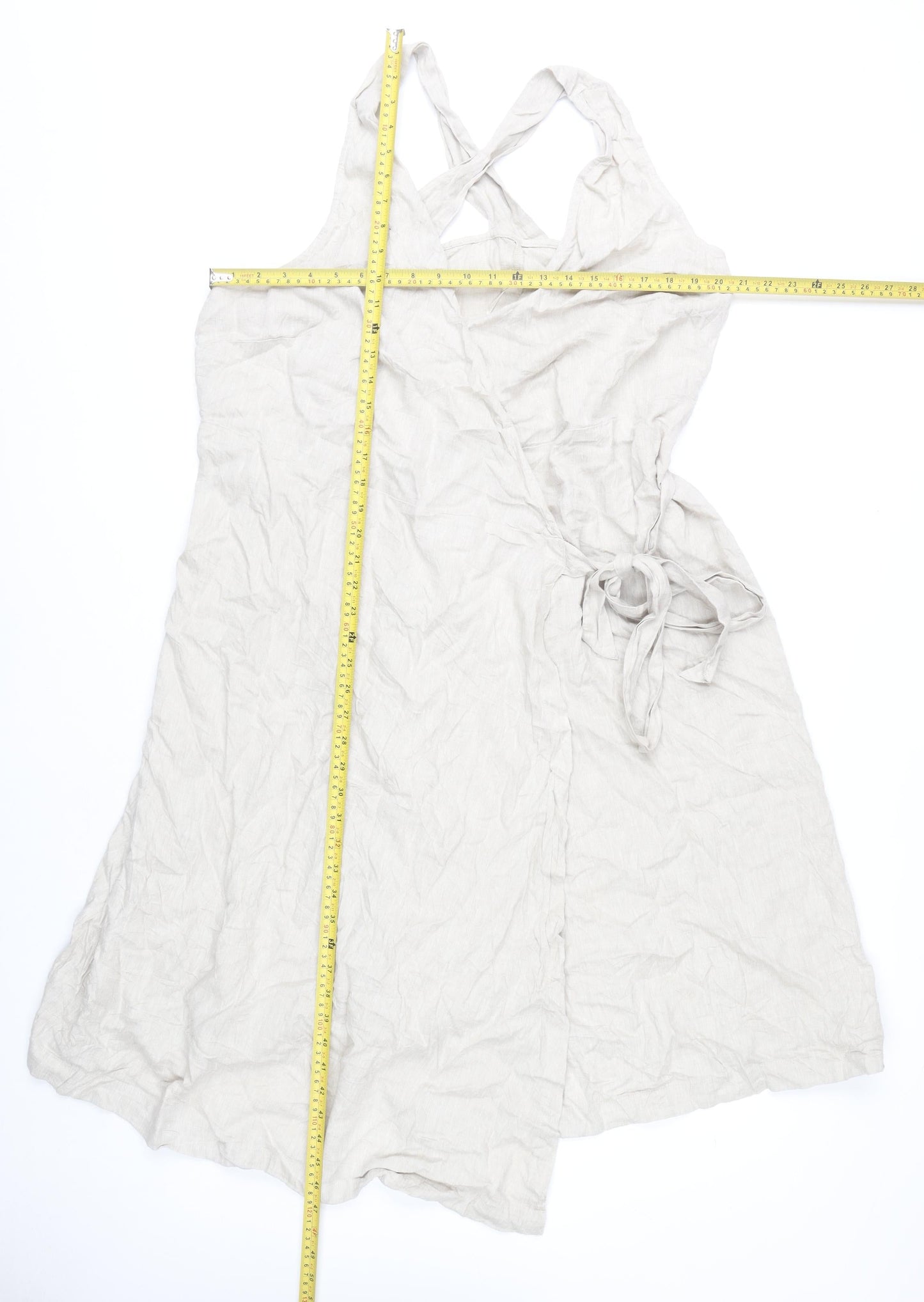 Marks and Spencer Women’s Beige Linen Blend Wrap Dress Size 20