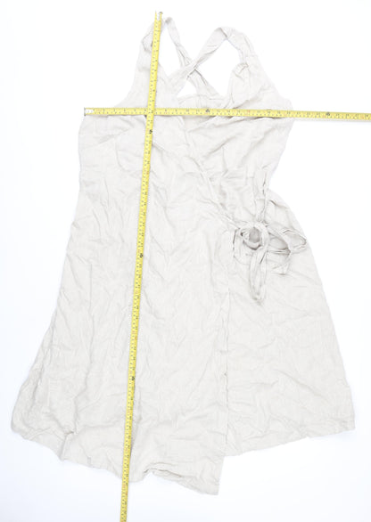 Marks and Spencer Women’s Beige Linen Blend Wrap Dress Size 20