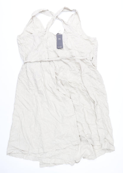 Marks and Spencer Women’s Beige Linen Blend Wrap Dress Size 20