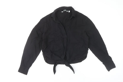 & Other Stories Women’s Black Size 6 Cropped Button-Up Lyocell Shirt