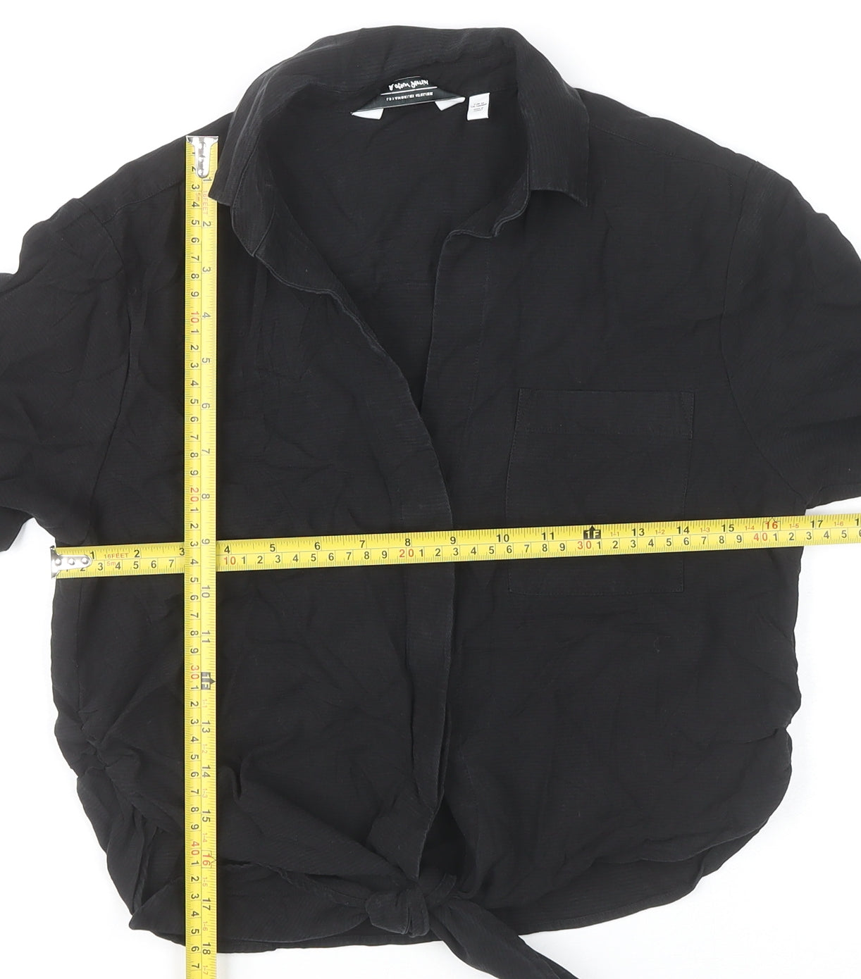& Other Stories Women’s Black Size 6 Cropped Button-Up Lyocell Shirt