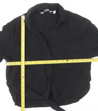 & Other Stories Women’s Black Size 6 Cropped Button-Up Lyocell Shirt