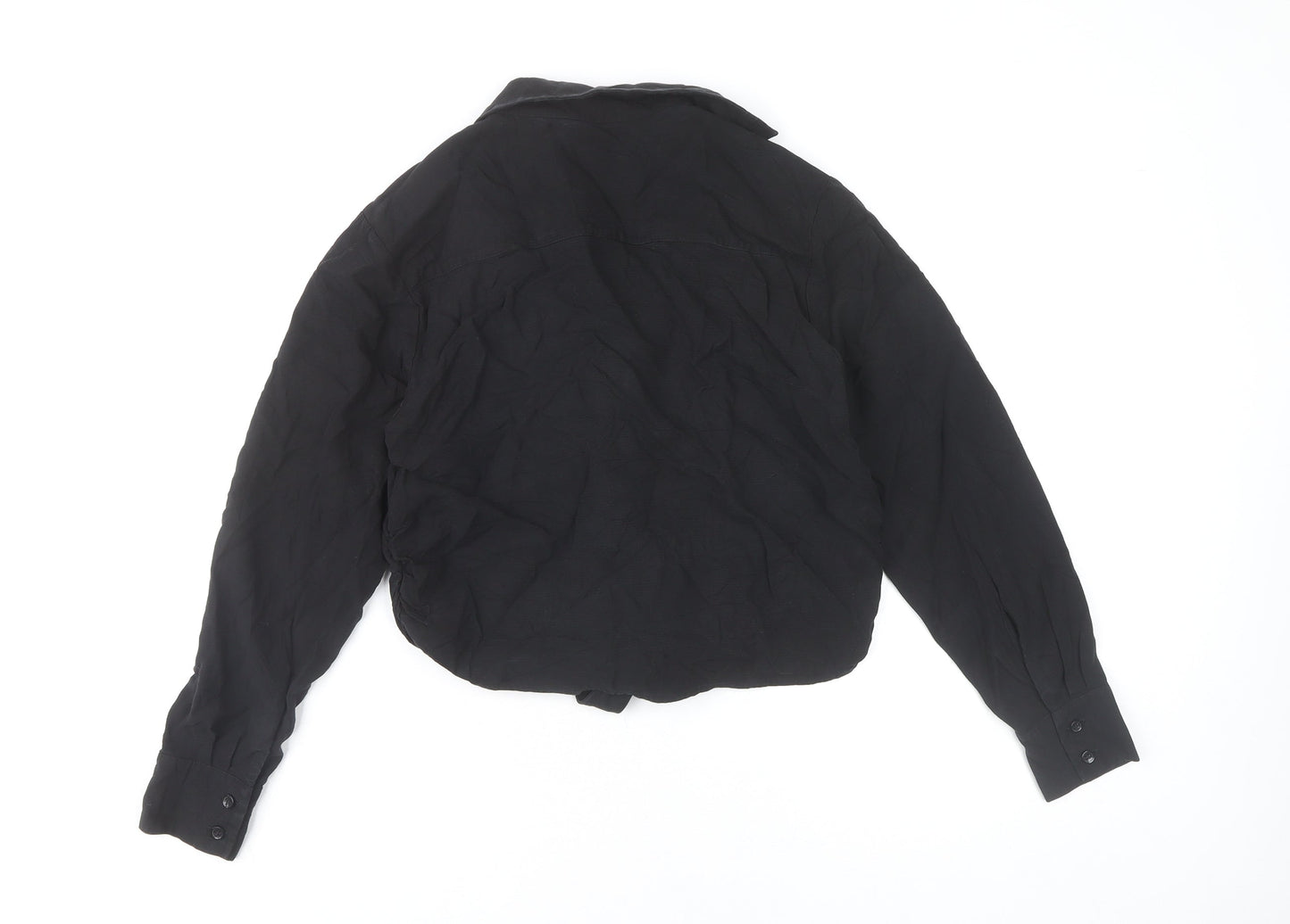 & Other Stories Women’s Black Size 6 Cropped Button-Up Lyocell Shirt