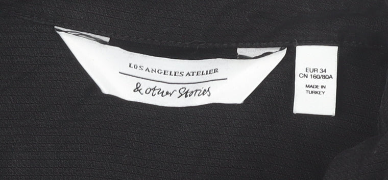 & Other Stories Women’s Black Size 6 Cropped Button-Up Lyocell Shirt