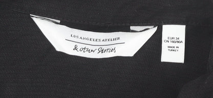 & Other Stories Women’s Black Size 6 Cropped Button-Up Lyocell Shirt