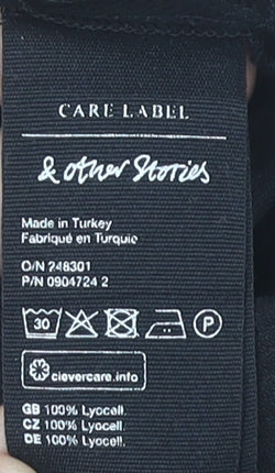 & Other Stories Women’s Black Size 6 Cropped Button-Up Lyocell Shirt