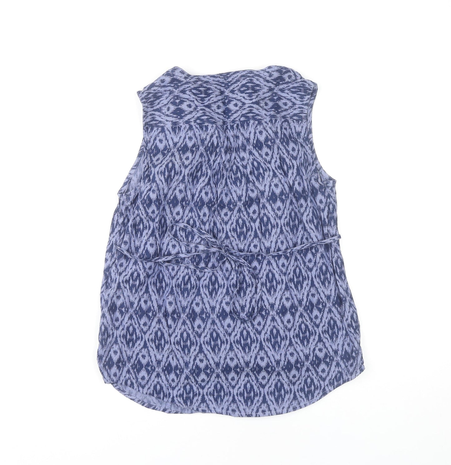 Maine New England Women’s Blue Geometric Cotton Sleeveless Tunic Blouse Size 10