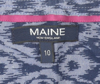 Maine New England Women’s Blue Geometric Cotton Sleeveless Tunic Blouse Size 10