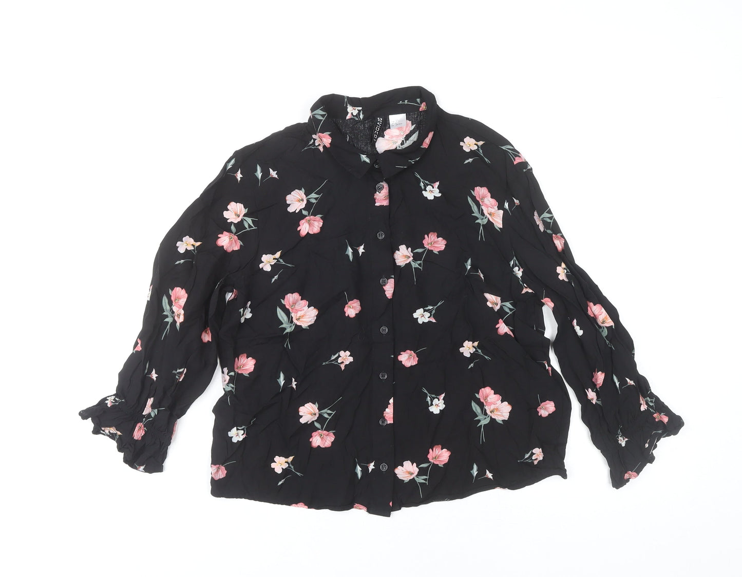 Womens UK Size 6 H&M Black Basic Blouse