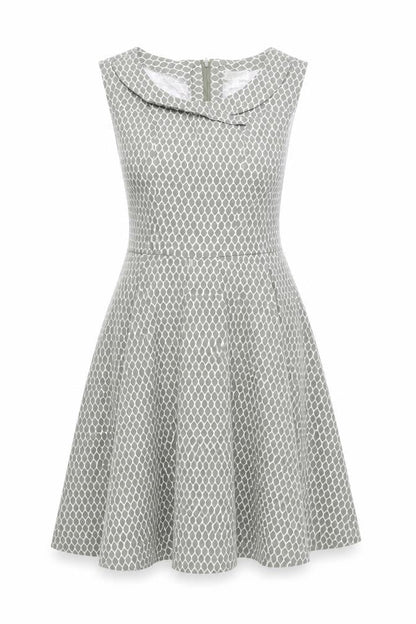 Apricot Women’s Grey Geometric Fit & Flare Dress UK 8 Sleeveless Cowl Neck