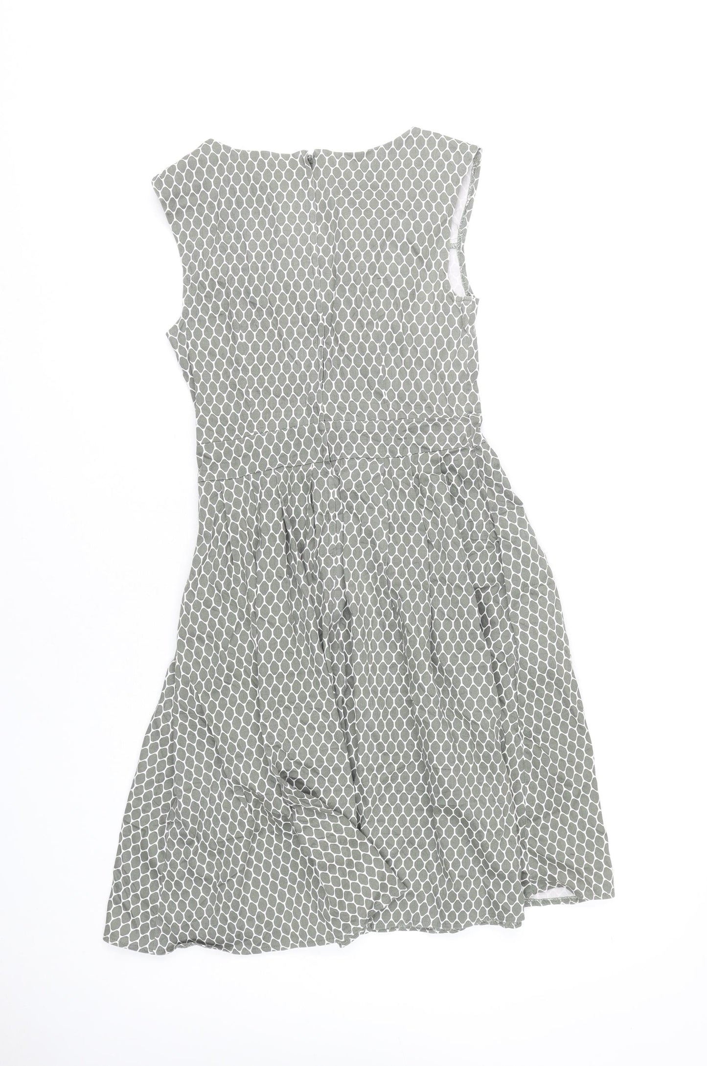 Apricot Women’s Grey Geometric Fit & Flare Dress UK 8 Sleeveless Cowl Neck