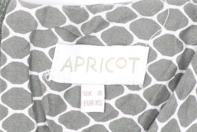 Apricot Women’s Grey Geometric Fit & Flare Dress UK 8 Sleeveless Cowl Neck