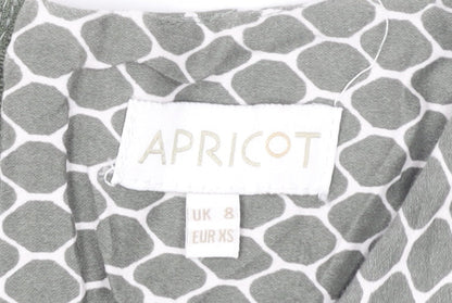 Apricot Women’s Grey Geometric Fit & Flare Dress UK 8 Sleeveless Cowl Neck