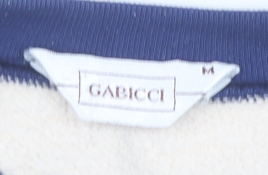 Gabicci Men's Beige Navy 90s Vintage Geometric Pullover Sweatshirt M