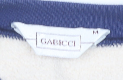 Gabicci Men's Beige Navy 90s Vintage Geometric Pullover Sweatshirt M