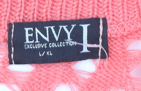 ENVY Women’s Pink Open Knit Short Sleeve Cardigan L