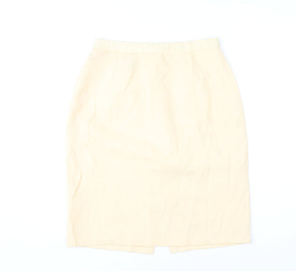 Gina Bacconi Women Beige Size 12 Pencil Skirt Viscose Formal