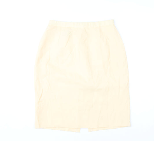 Gina Bacconi Women Beige Size 12 Pencil Skirt Viscose Formal