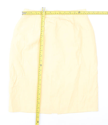 Gina Bacconi Women Beige Size 12 Pencil Skirt Viscose Formal
