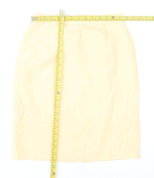 Gina Bacconi Women Beige Size 12 Pencil Skirt Viscose Formal