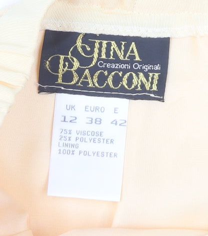 Gina Bacconi Women Beige Size 12 Pencil Skirt Viscose Formal
