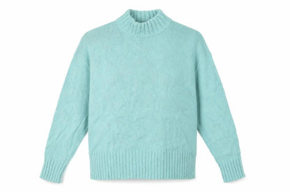 Kin Women’s Green Mock Neck Long Sleeve Cotton Wool Pullover Jumper L