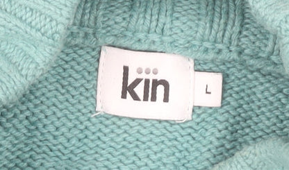 Kin Women’s Green Mock Neck Long Sleeve Cotton Wool Pullover Jumper L