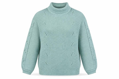 Aniston Women's Green Size 12 Chunky Knit Mock Neck Jumper