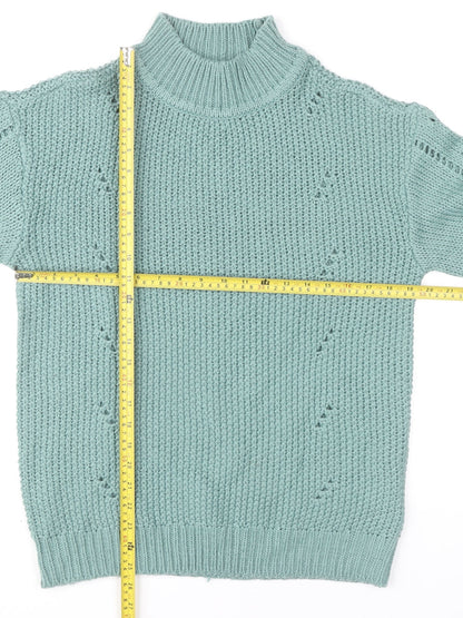 Aniston Women's Green Size 12 Chunky Knit Mock Neck Jumper