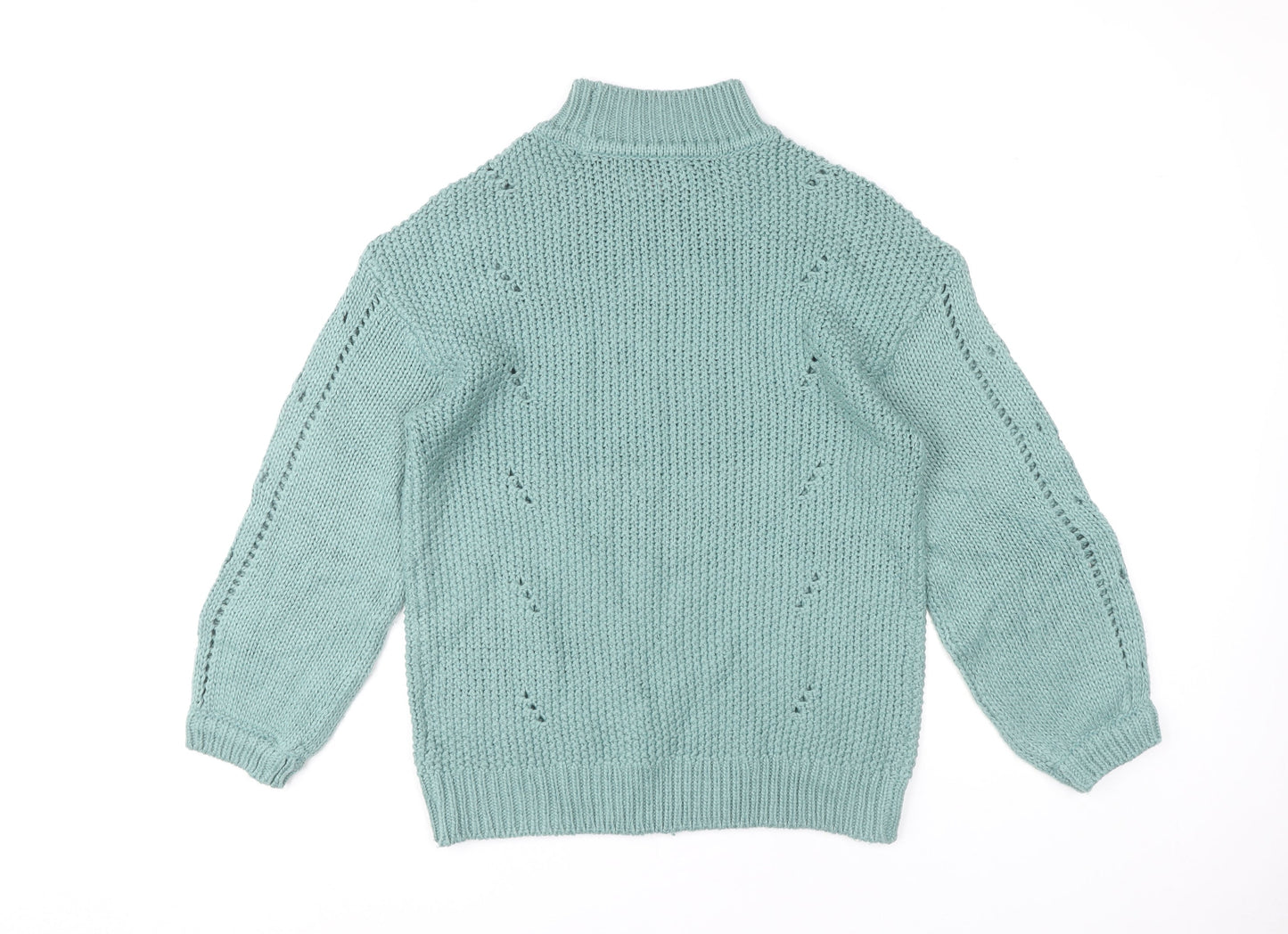 Aniston Women's Green Size 12 Chunky Knit Mock Neck Jumper