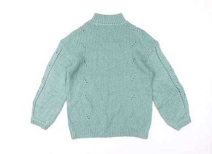 Aniston Women's Green Size 12 Chunky Knit Mock Neck Jumper