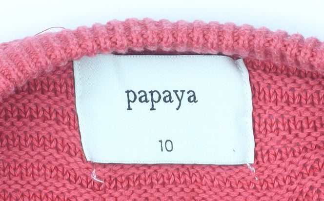 Womens UK Size 10 Papaya Pink Pullover Jumper