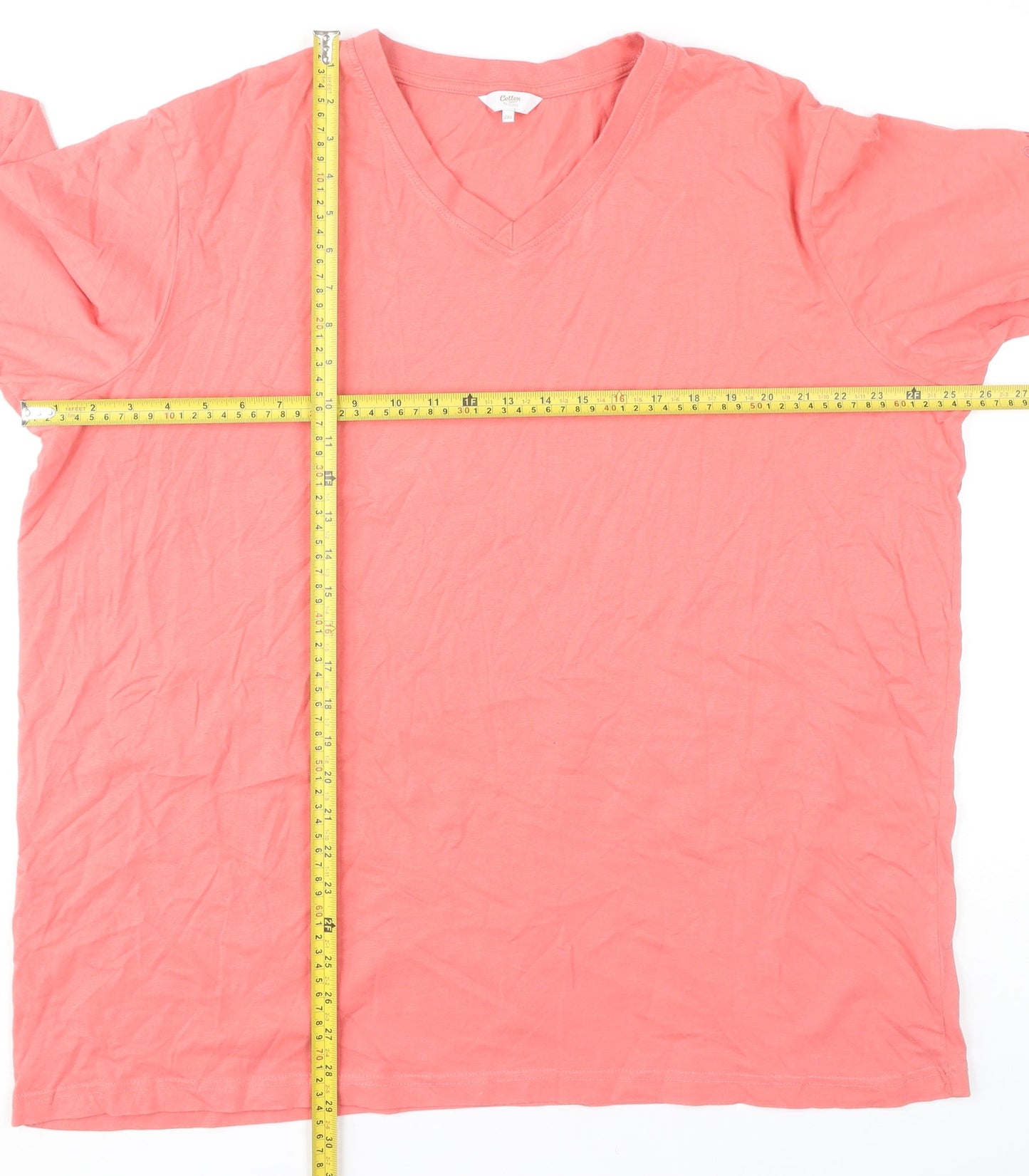 Cotton Traders Women’s Pink 2XL V-Neck Short Sleeve Cotton T-Shirt