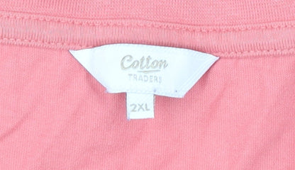 Cotton Traders Women’s Pink 2XL V-Neck Short Sleeve Cotton T-Shirt
