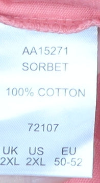 Cotton Traders Women’s Pink 2XL V-Neck Short Sleeve Cotton T-Shirt