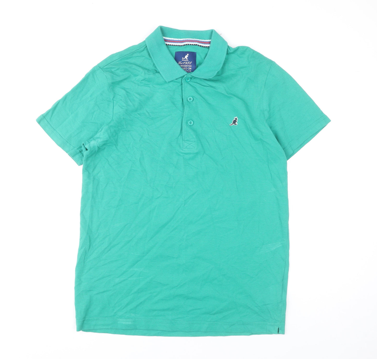 Kangol Men's Green Slim Fit Cotton Polo Shirt XL Short Sleeve Casual