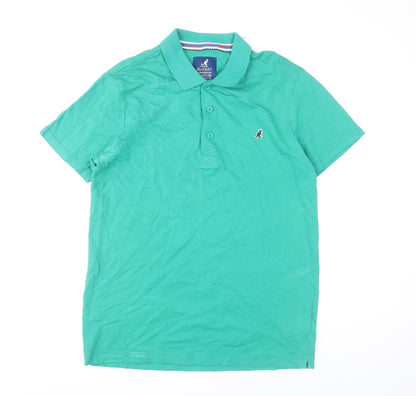 Kangol Men's Green Slim Fit Cotton Polo Shirt XL Short Sleeve Casual