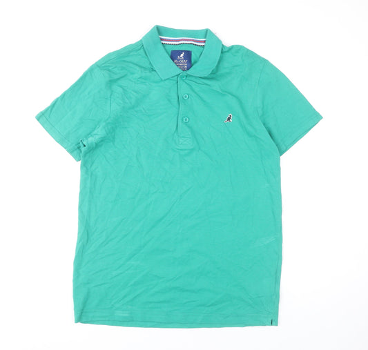 Kangol Men's Green Slim Fit Cotton Polo Shirt XL Short Sleeve Casual