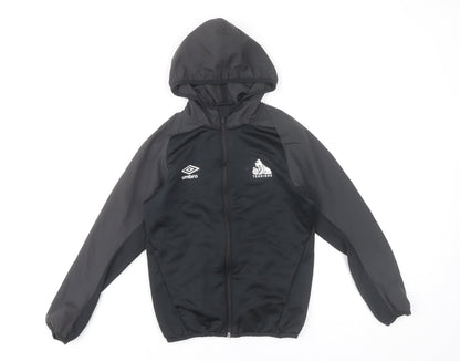 Umbro Boys Black Windbreaker Jacket Hooded Full Zip Size 9Y