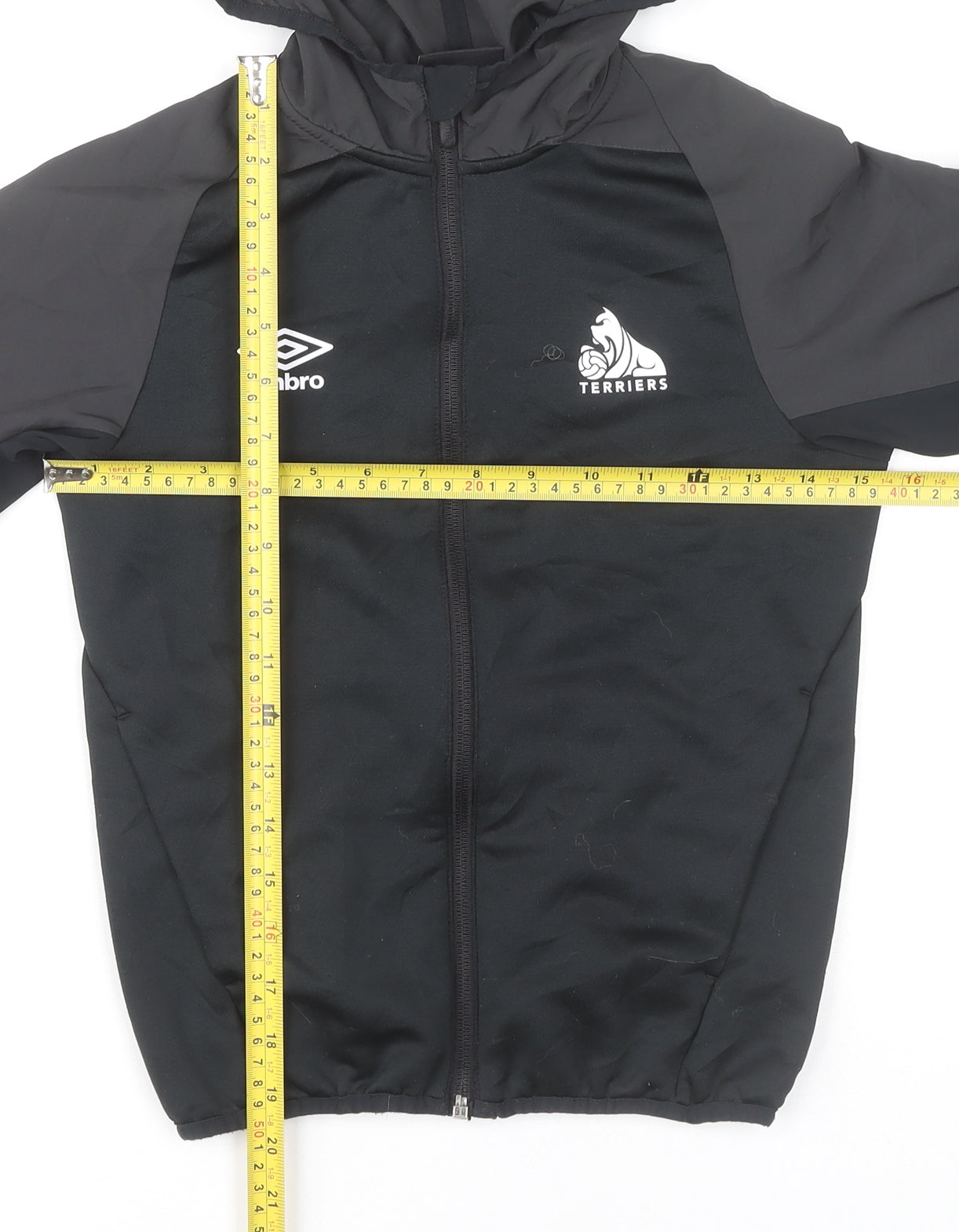 Umbro Boys Black Windbreaker Jacket Hooded Full Zip Size 9Y