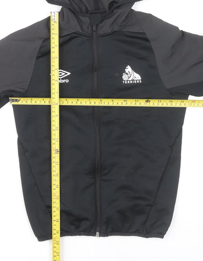 Umbro Boys Black Windbreaker Jacket Hooded Full Zip Size 9Y