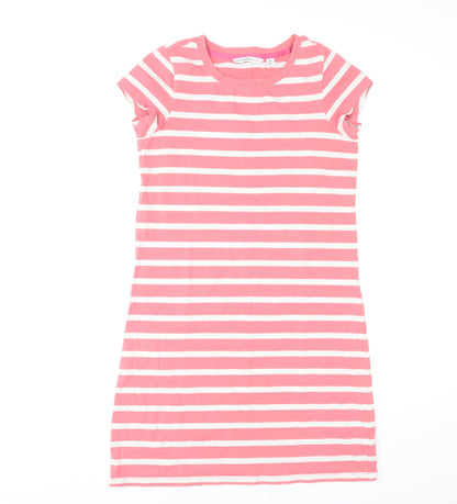 Isaac Mizrahi Live Women's Pink Striped XS T-Shirt Dress