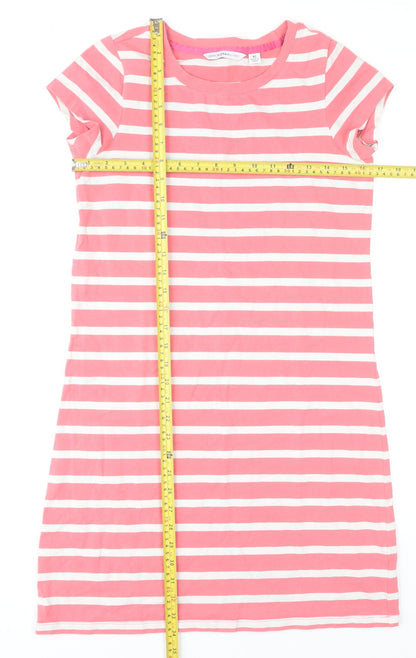 Isaac Mizrahi Live Women's Pink Striped XS T-Shirt Dress