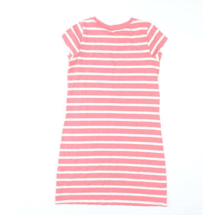 Isaac Mizrahi Live Women's Pink Striped XS T-Shirt Dress