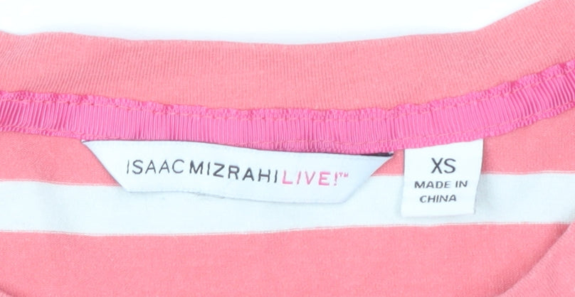 Isaac Mizrahi Live Women's Pink Striped XS T-Shirt Dress