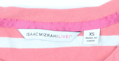 Isaac Mizrahi Live Women's Pink Striped XS T-Shirt Dress